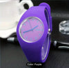 Unisex Minimalist Round Pointer Casual Analog Sports Watch With Candy Color Silicone Watchband