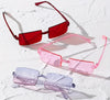 Rectangle Rimless Fashion Sunglasses Y2K Candy Color Summer Decorative Shades For Beach Club Party
