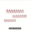 24pcs Glossy Nude Pink French Tip Press On Nails with Glitter Edge Design - Short Ballerina Fake Nails for Women and Girls