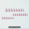 24pcs Nude Pink Press On Nail Medium,Natural Fake Nail With Glue Square Gradient White Nail Design Glossy Full Cover False Nail For Women