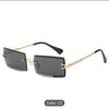 Vintage Tinted Rimless Rectangle Sunglasses For Women