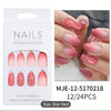 24pcs Glossy Gradient Nude Pink Press On Nails with Glitter Sequins - Full Cover Medium Coffin Ballet False Nails