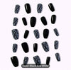 Glitter False Nails Frosted & Sparkling Black Line Designed Press-On Nails With Jelly Glue