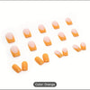 24pcs Glossy Orange French Tip Press On Nails - Medium Length Coffin Fake Nails with Design Glue - Summer Beach Acrylic Nails - Includes Nail File and Nail Glue