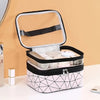 Waterproof Clear PVC Double Layer Makeup Organizer Travel Tote Bag with Zippered Closure